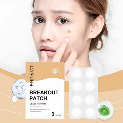 Pack of eight acne patches with tea tree oil and asiatic centella extract for skincare