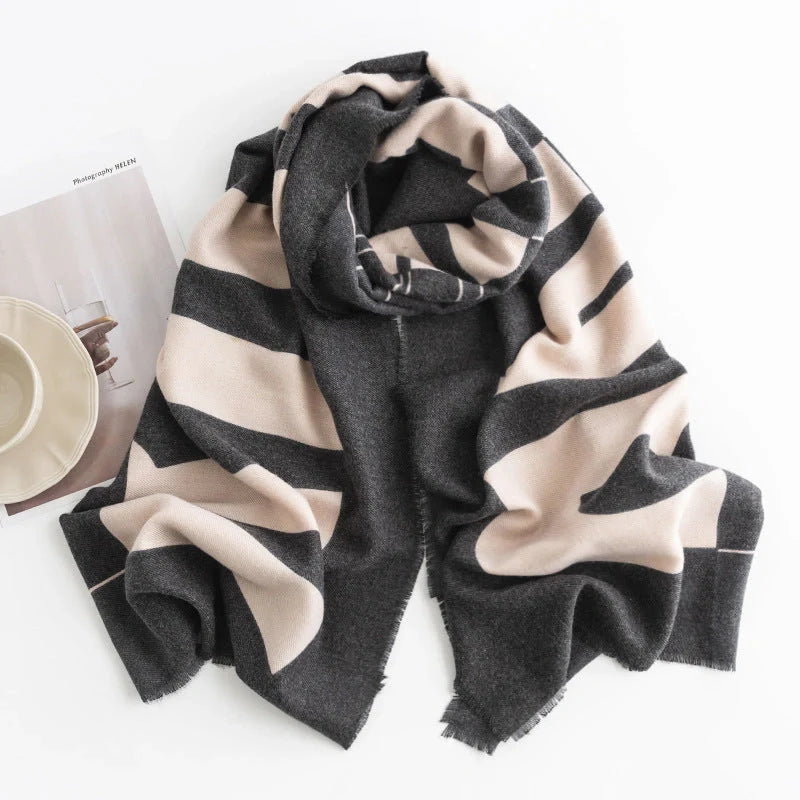Stylish herringbone pattern artificial cashmere scarf for women in various colors