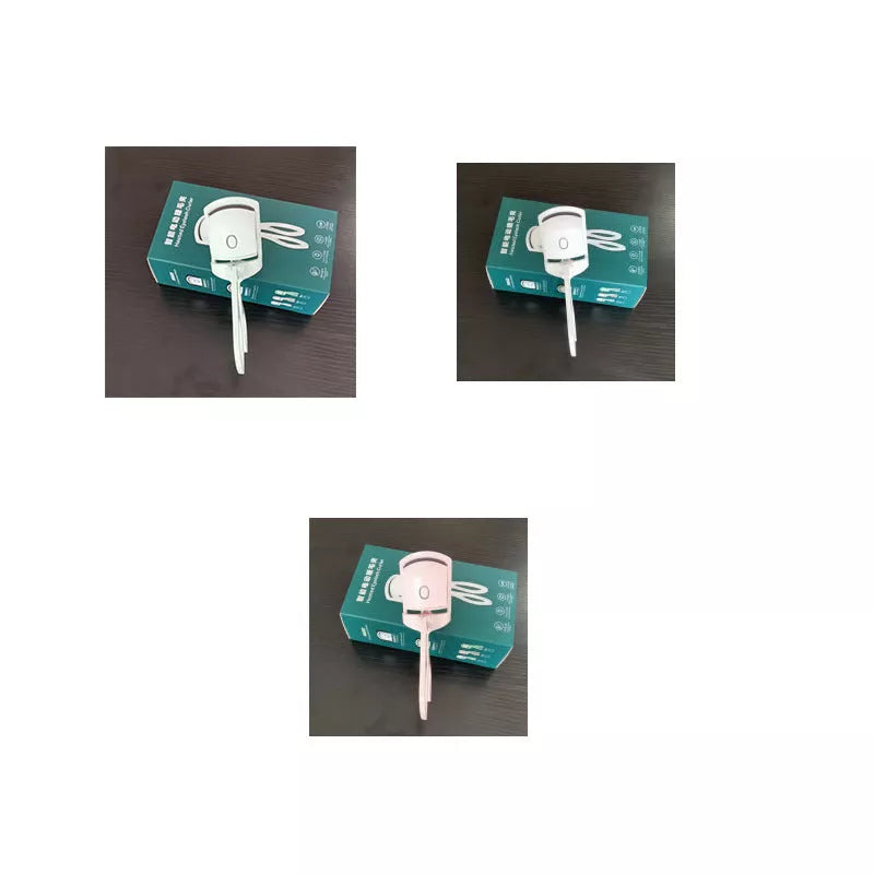 Electric Heating Eyelash Curler in white, pink, and green colors for safe, effective lash curling