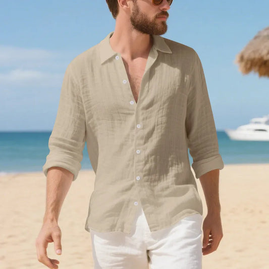 Linen American style loose casual shirt in multiple colours including Army Green and navy blue