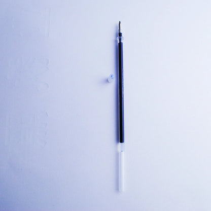 Household portable ink automatic fading pen set showing 0.5mm tip, eight blue refill cores, and plastic pen body