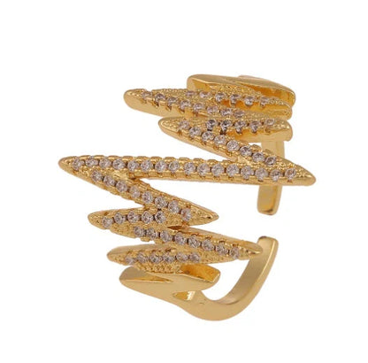 Adjustable zircon geometric ring with European-American style and copper construction