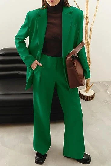 Stylish women's casual solid color suit set in various colors
