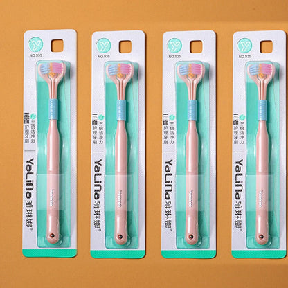 Soft Bristle Tri-Angle Toothbrush with customizable features for deep cleaning and travel convenience