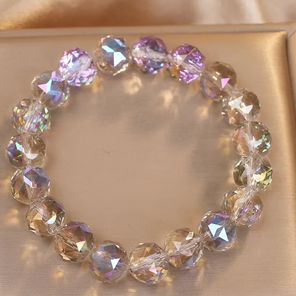 Colourful gray artificial crystal bracelet for women, original design travel gift, one bracelet