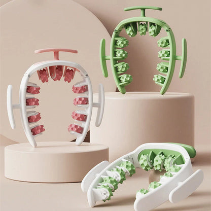 Detachable 11-wheel manual massager in white pink, white green, or green for full body muscle relief