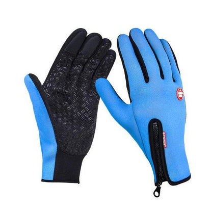 Premium touchscreen motorcycle winter gloves with fleece lining, available in multiple colors and sizes