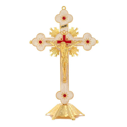 Zinc alloy geometric car ornament in gold and diamond finish, measuring 30cm by 19cm.