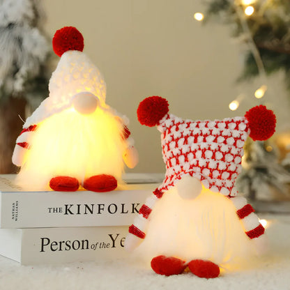 Christmas faceless doll with illuminated cap balls measuring 21cm tall, battery operated for holiday displays