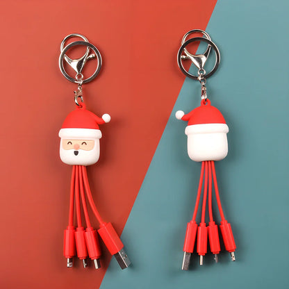 Christmas data cable with reindeer design showing 55mm length and four charging ports