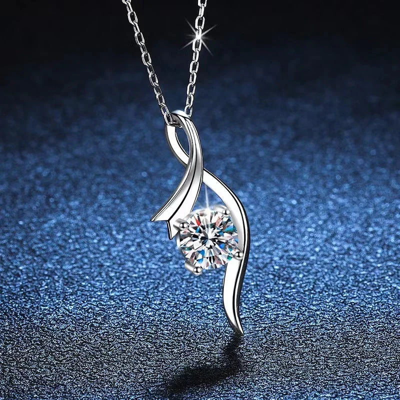 925 Sterling Silver Necklace with 1-Carat Sparkling Diamond Pendant