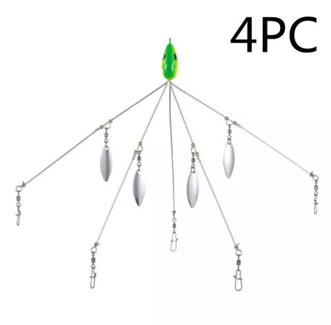 Bassdash Umbrella Fishing Lure with 5 swivels and metal sequins for enhanced fish attraction