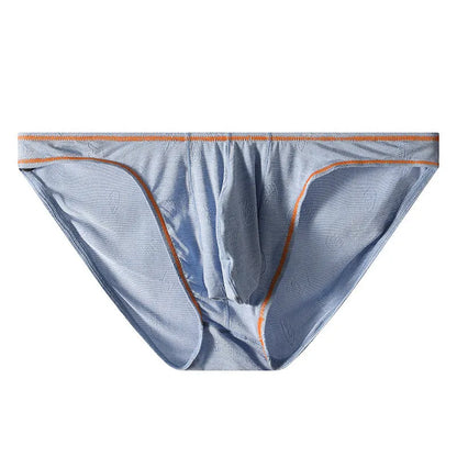 Men's modal ice silk butt-lift hip underwear in dark grey, pink, yellow green, blue, or sky blue.