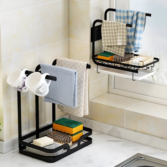 White foldable plastic kitchen storage rack for drying cloths, shown in new Chinese style.