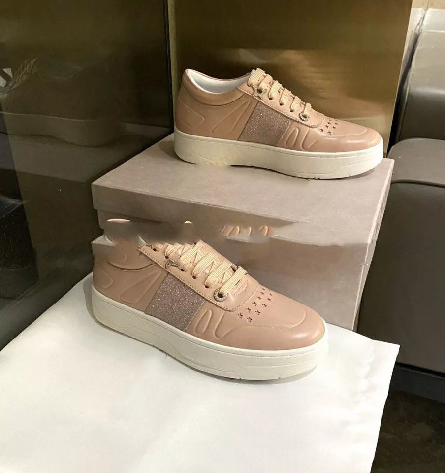 Pearl sequin lace-up sports casual shoes in white, black, pink, sequins, and gray