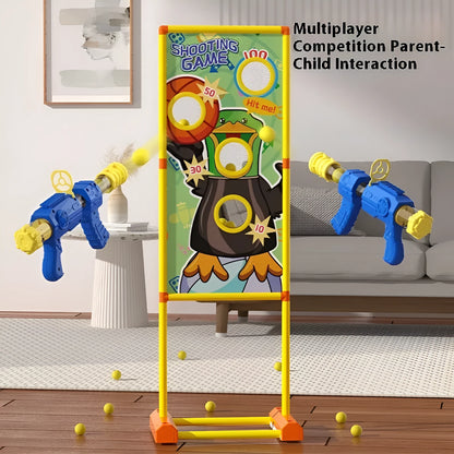 Children's plastic shooting toy set with 24 bullets in dinosaur or yellow duck style, USB powered