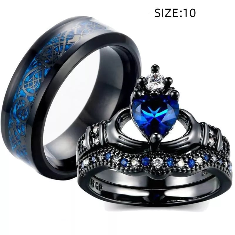 Crown love sapphire female ring with alloy setting and artificial gems