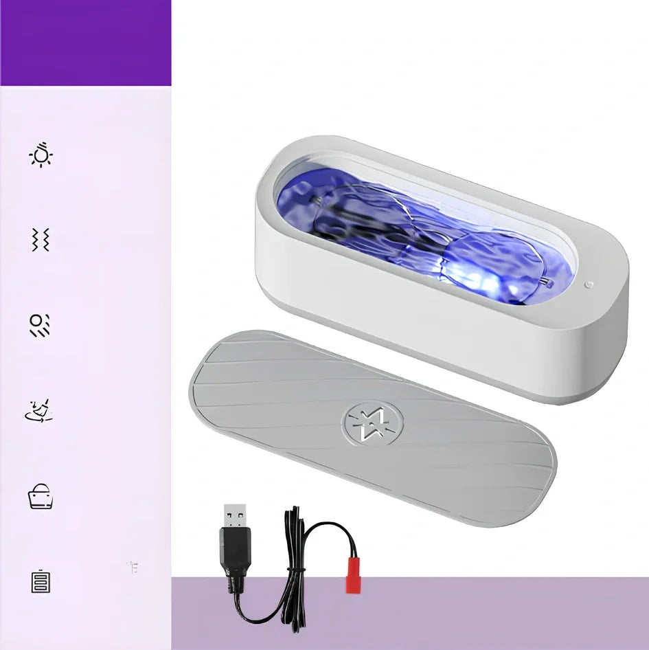 White ultrasonic glasses cleaner with 152mm chamber for cleaning eyewear and small items