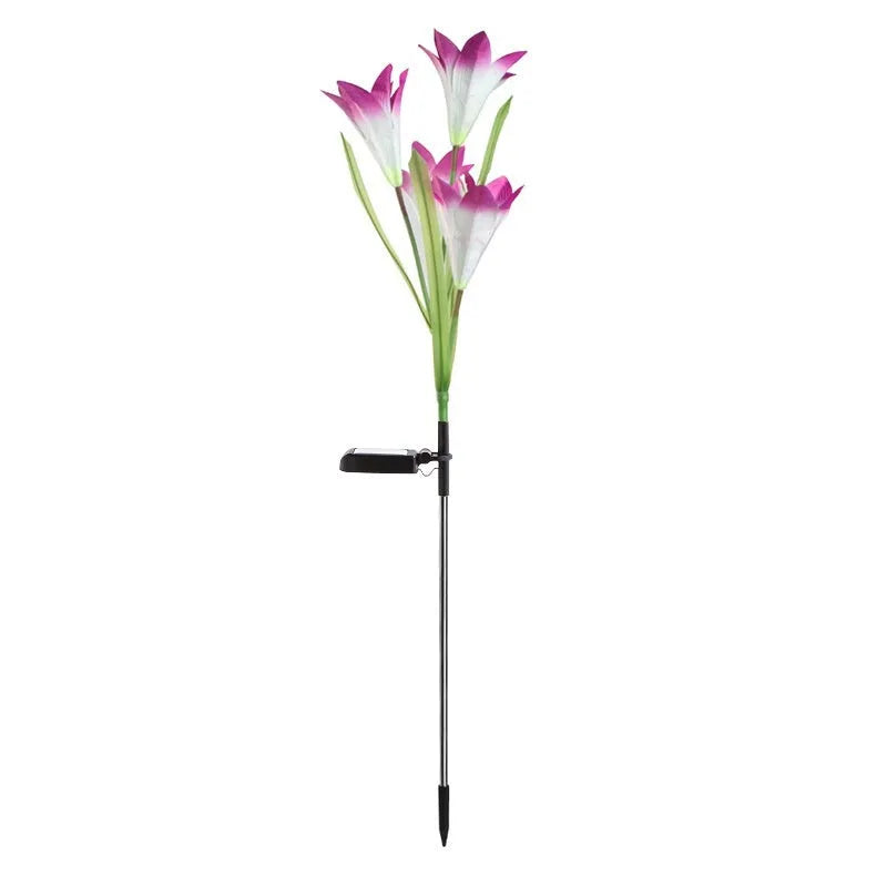 Colour-changing solar-powered flower-shaped lawn lamp for outdoor garden lighting