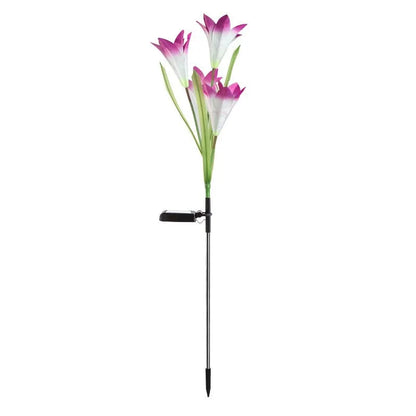 Colour-changing solar-powered flower-shaped lawn lamp for outdoor garden lighting