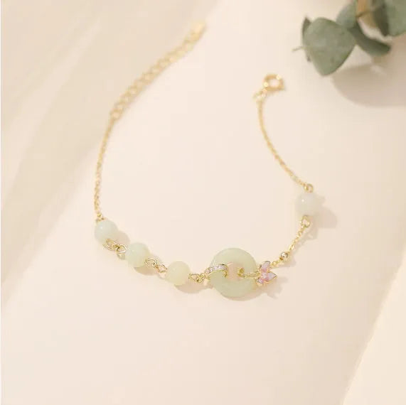 Sterling silver necklace with orchid pendant and safety buckle closure