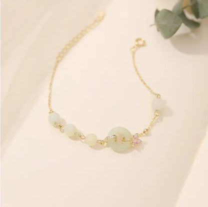Sterling silver necklace with orchid pendant and safety buckle closure