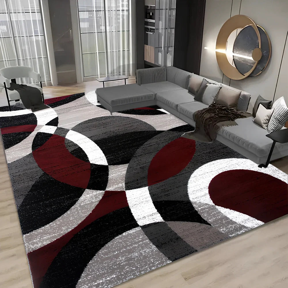 Nordic pattern washable floor rug with plastic dot non-slip backing in four size options