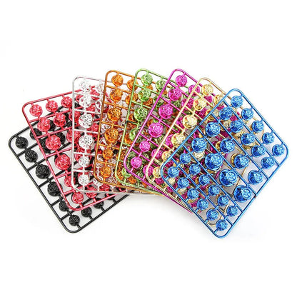 Set of 30 coloured ABS plastic screw caps for motorcycle engine bolt head customisation.