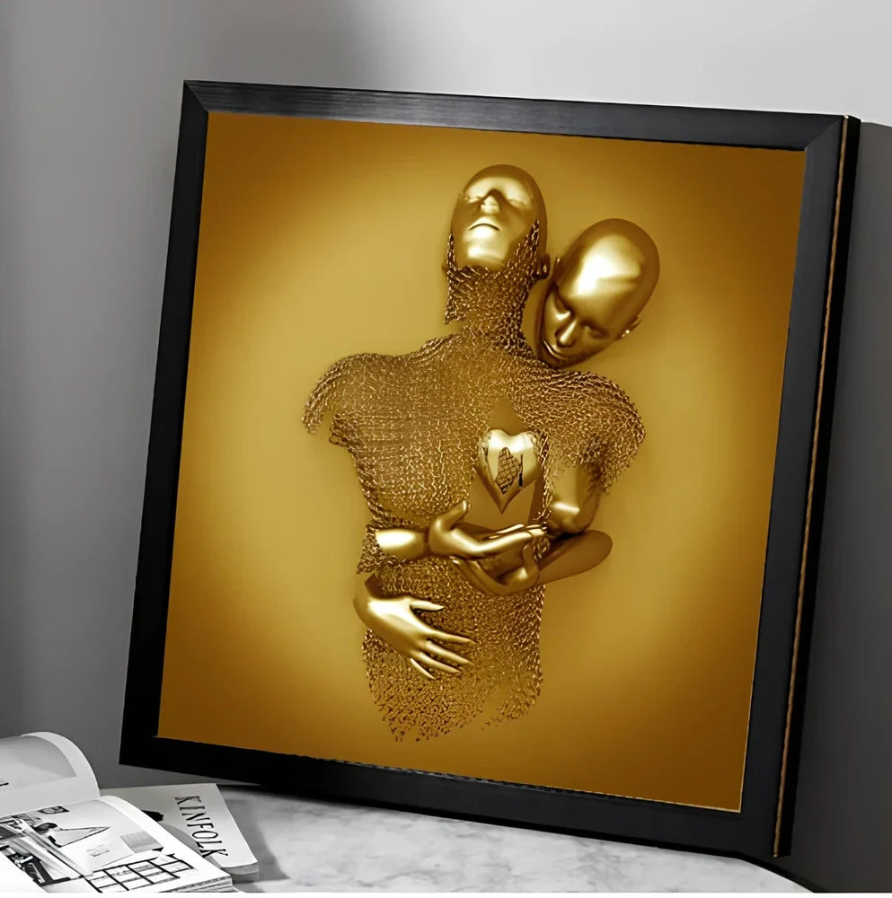 American Valentine wall decoration painting with metal frame and oil canvas in 40cm and 60cm sizes