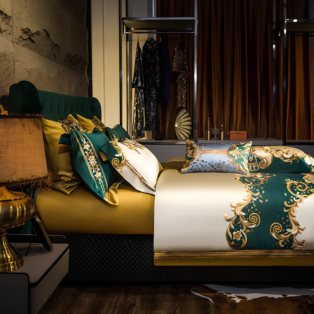 European-style 10-piece long-staple cotton bedding set with embroidered bedspread and 220x240cm quilt cover for 2.0m bed