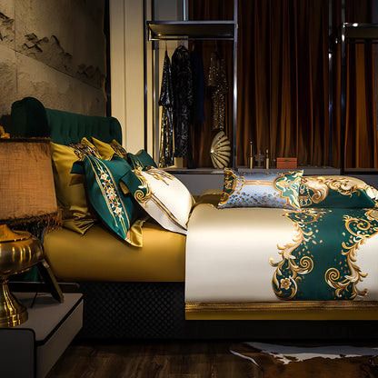 European-style 10-piece long-staple cotton bedding set with embroidered bedspread and 220x240cm quilt cover for 2.0m bed