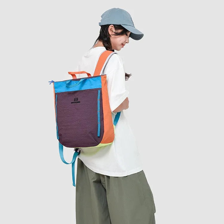 Women's nylon casual backpack 20-35L with airpillow straps, solid colour, available in three colour combos