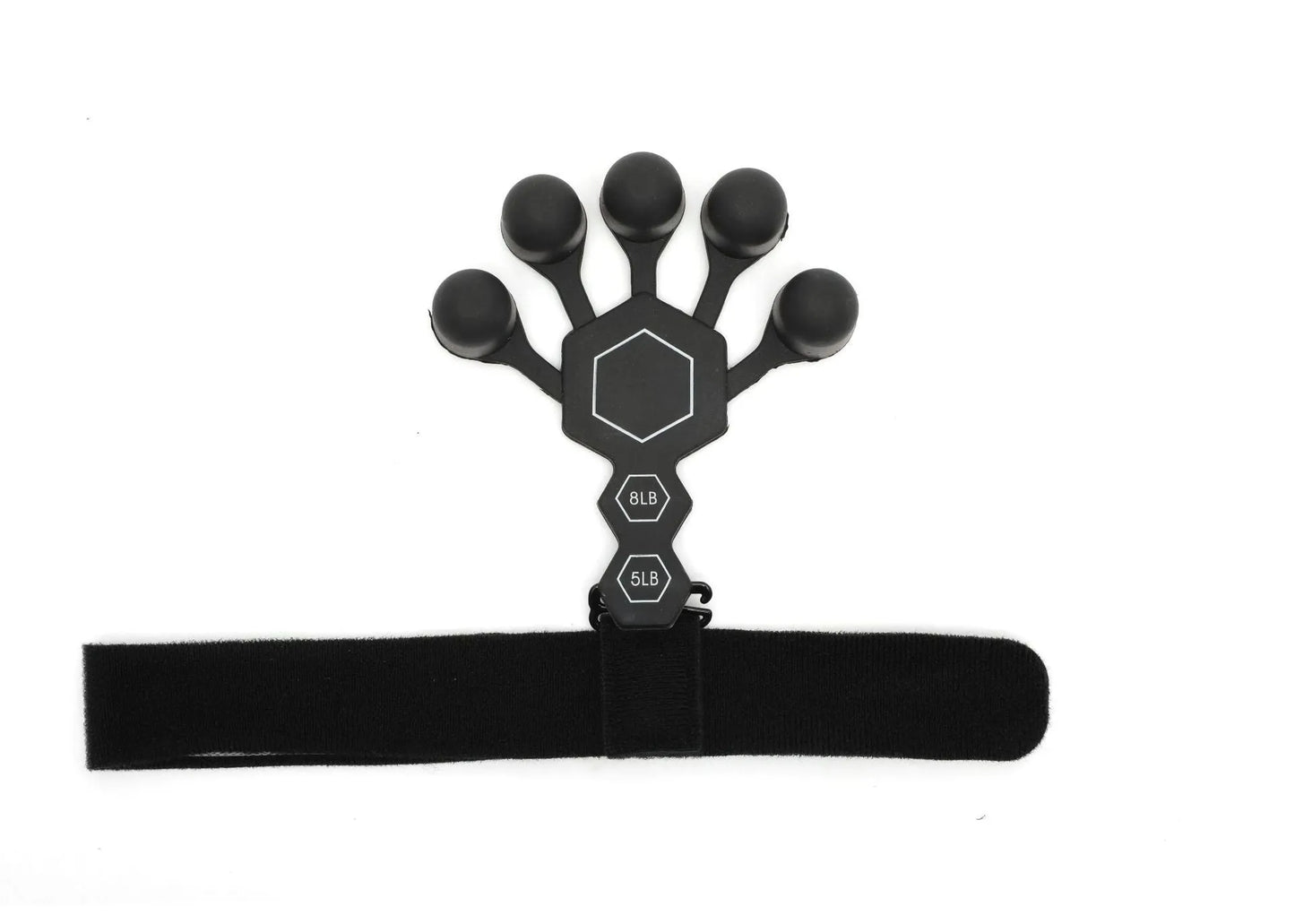 Grey and black silicone hand trainer for adult finger rehabilitation and strength exercises