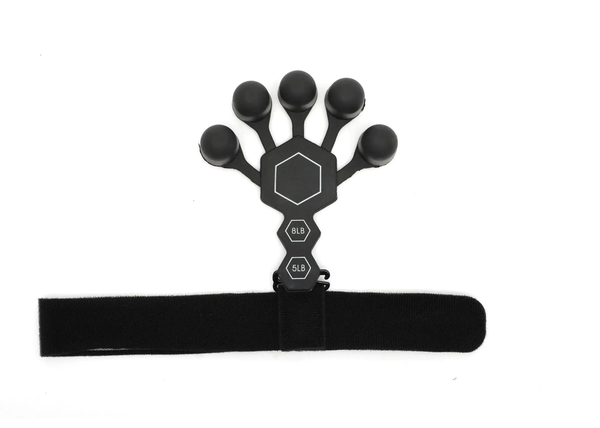 Grey and black silicone hand trainer for adult finger rehabilitation and strength exercises