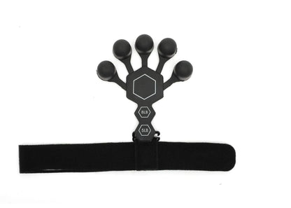 Grey and black silicone hand trainer for adult finger rehabilitation and strength exercises