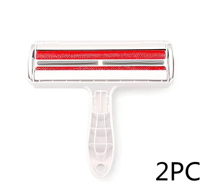Blue pet hair removal comb with ABS plastic body and roller bristles for furniture cleaning