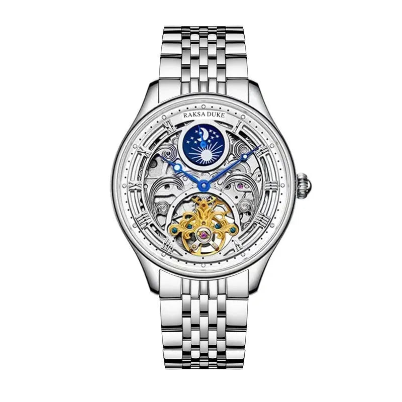 Business leisure waterproof watch with steel strap, 16mm thickness, Duke Rosa style