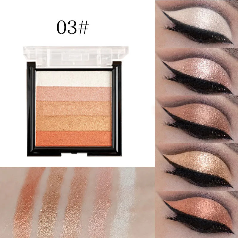 Highlight eye shadow plate for brightening and contouring with six colour options