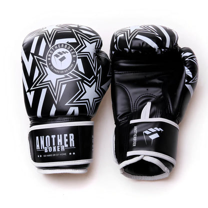 Pair of 10oz Sanda children boxing gloves in blue red type A, PU material with vertical style padding