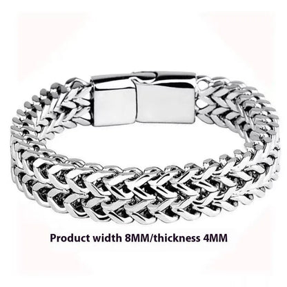 Geometric titanium steel men's bracelet for hip hop style in silver finish
