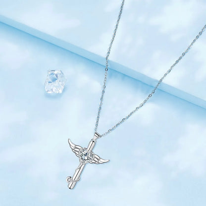 Wings cross stethoscope necklace for women in electroplated copper with diamond colour accents