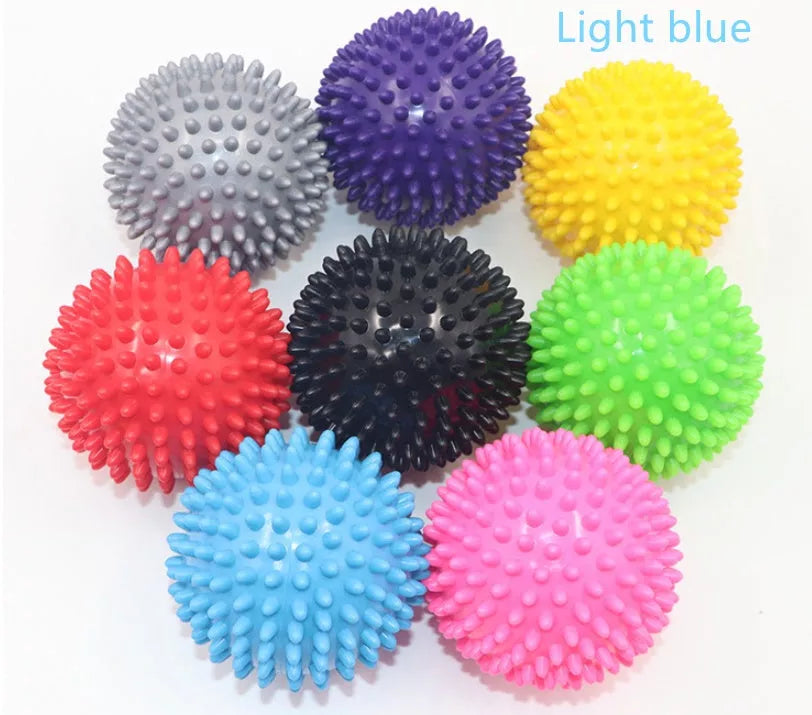 Fitness sports fascial ball point massage ball set in light blue, green, grey, and dark purple