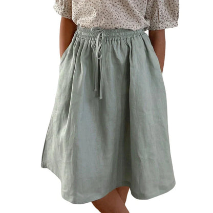 Mori girl style A-line skirt for children in khaki colour with lyocell fabric