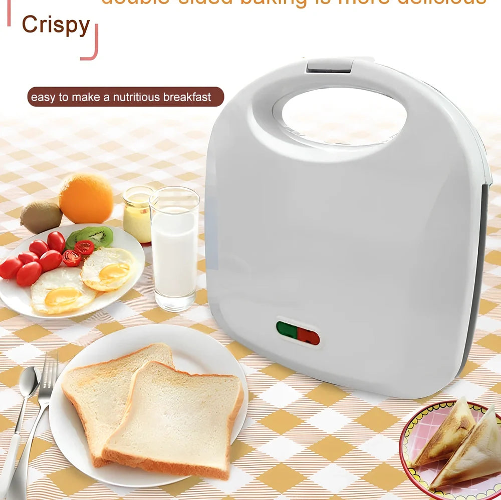 White 220V double-sided sandwich machine with 110×130mm baking trays and 750W power rating