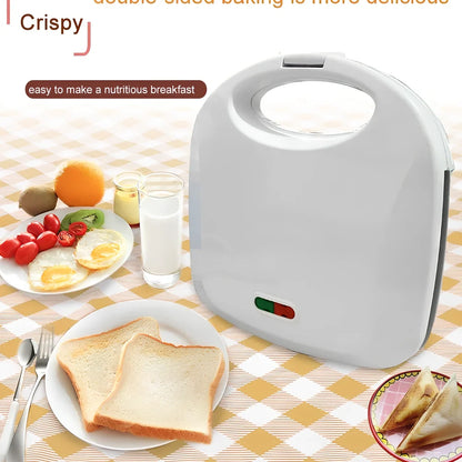 White 220V double-sided sandwich machine with 110×130mm baking trays and 750W power rating