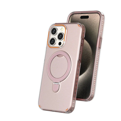 Magnetic smartphone case with kickstand and MagSafe wireless charging compatibility for various iPhone models