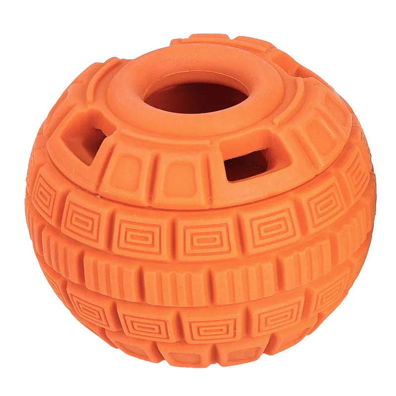 Green natural rubber ball pet toy for dogs and cats on a white background