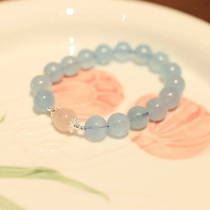 Chinese style aquamarine DIY bracelet with Fengjiu charm and fox motif for women