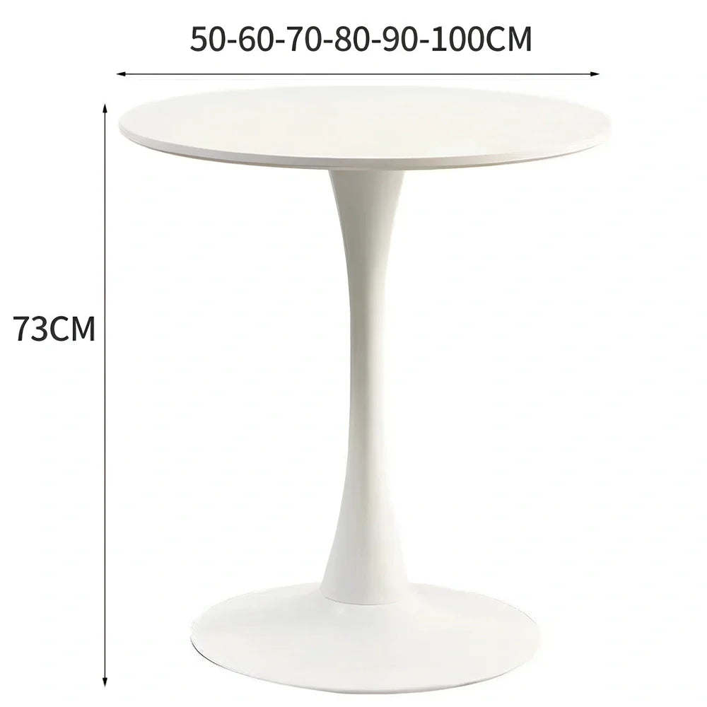 Scandinavian style coffee table with folding chairs in white finish, 60cm diameter
