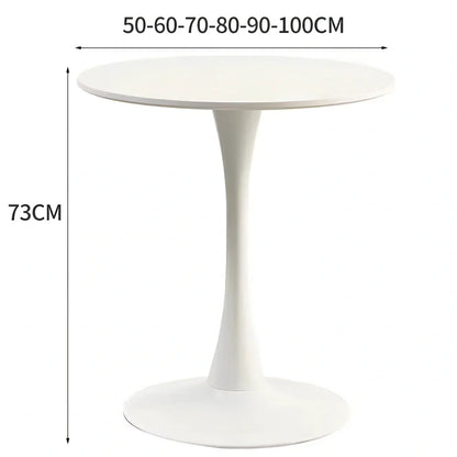 Scandinavian style coffee table with folding chairs in white finish, 60cm diameter